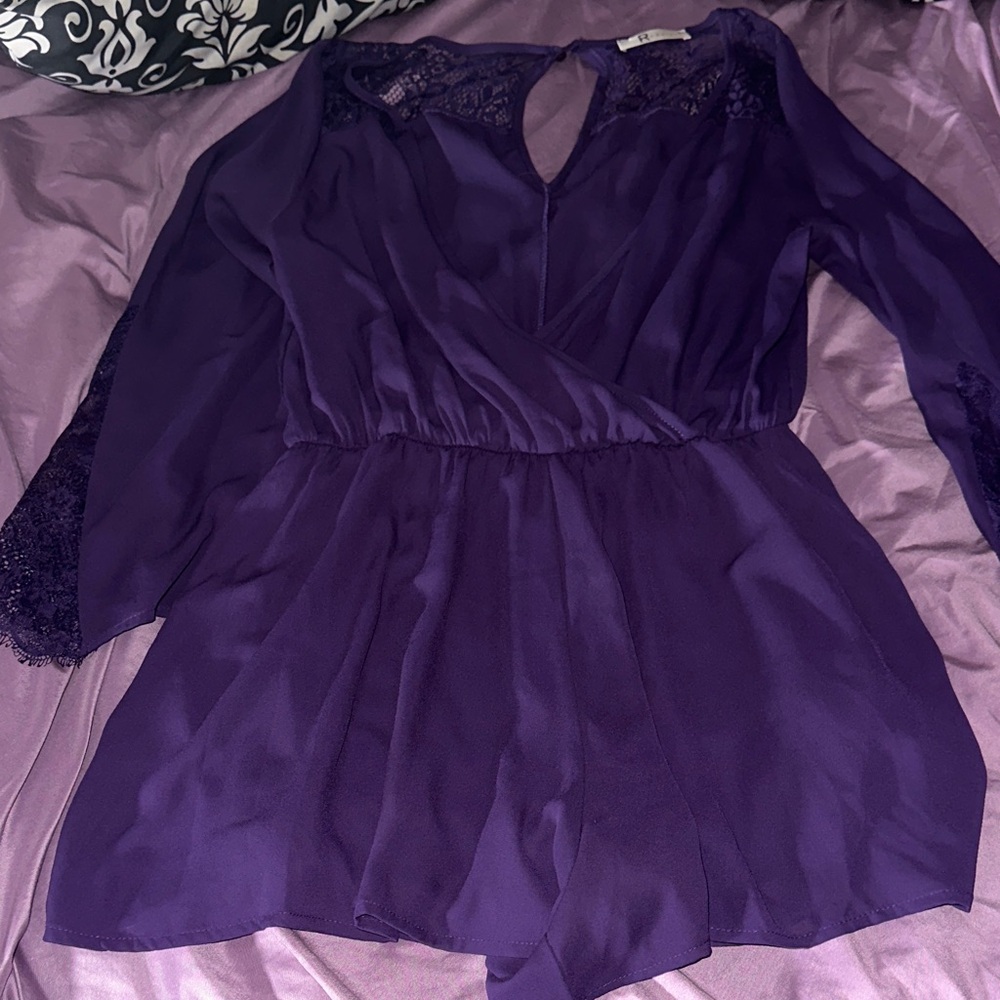 Elegant Purple Lace Romper